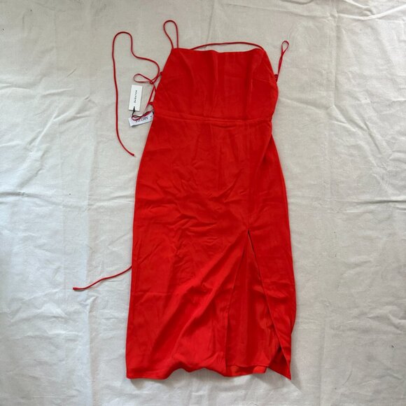 *NWT* Babaton | Success Matte Satin Midi Dress - Sz 6 / Hot Cheeky Red - Picture 5 of 12